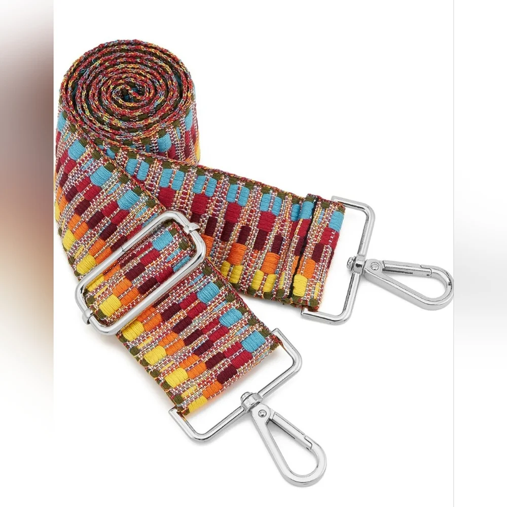 Rainbow Adjustable Purse Crossbody Colorful Strap Silver Gold x2 NWOT